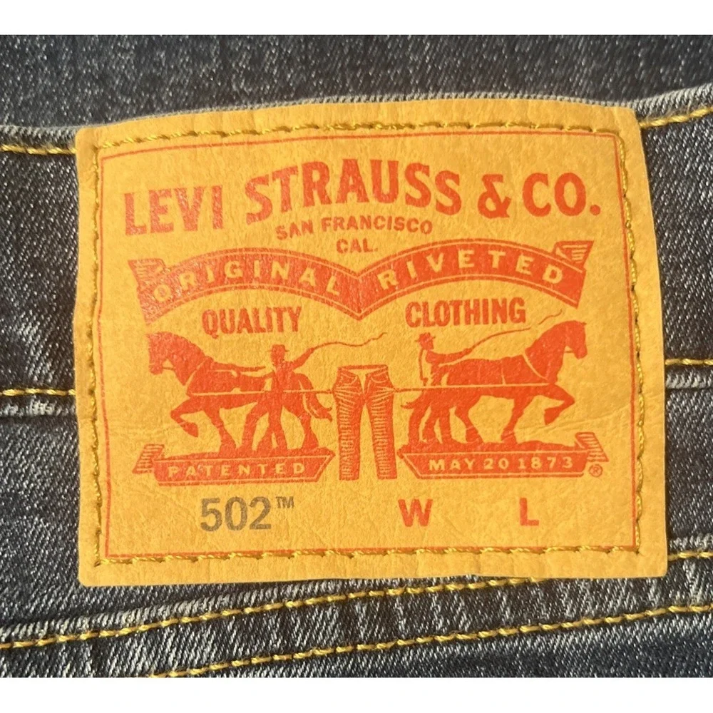 Levi's 502 Taper Dark Wash Stretch Flex Blue Jeans Size 48x32, New With Tags